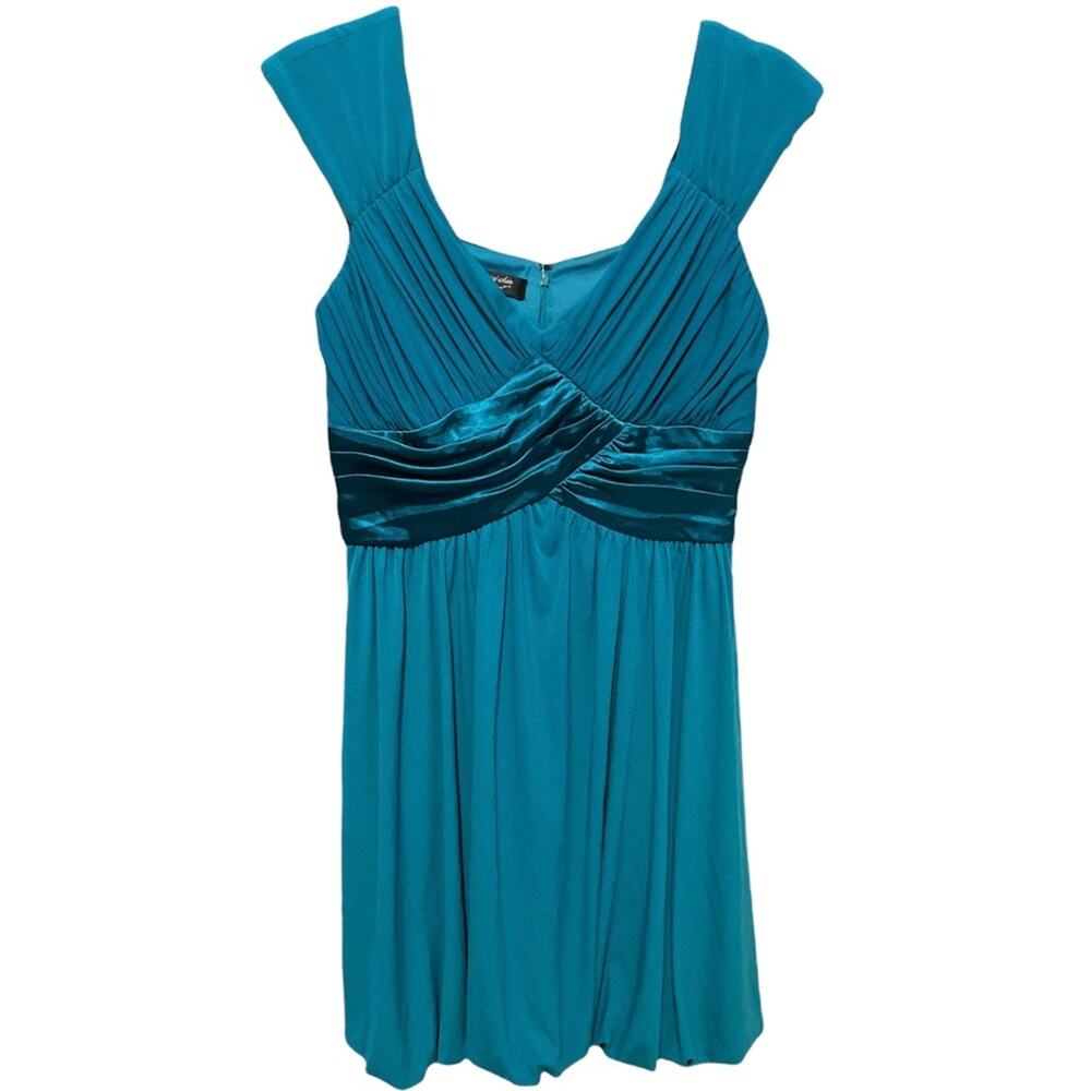 Suzi Chin Teal Sleeveless Cocktail Dress